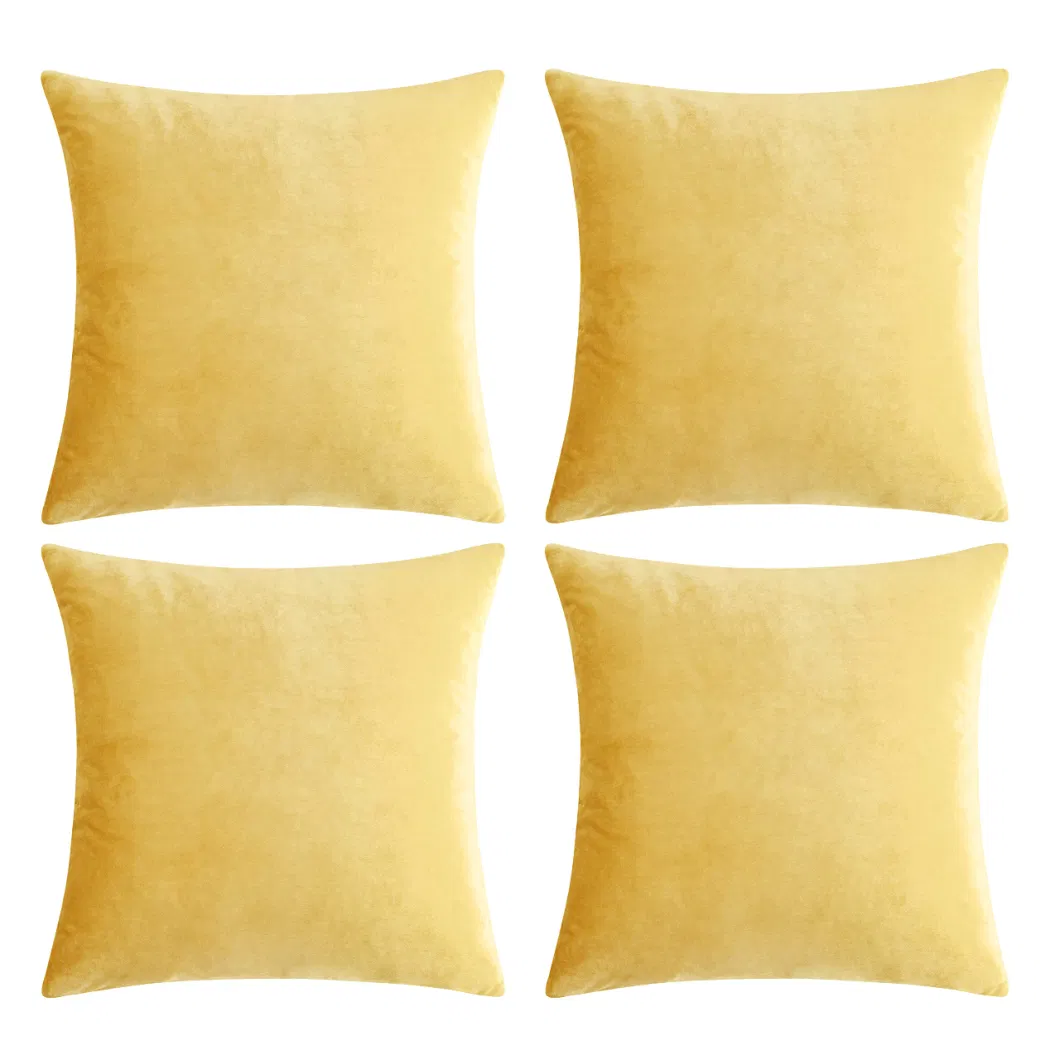 Gold Soft Pillow Covers Velvet Decor Square Cushion Covers Decorative Throw Pillow